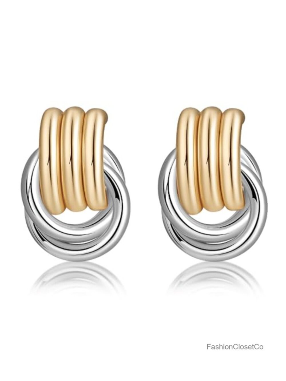 Chunky Knot Link Statement Geometric Drop Dangle Earrings